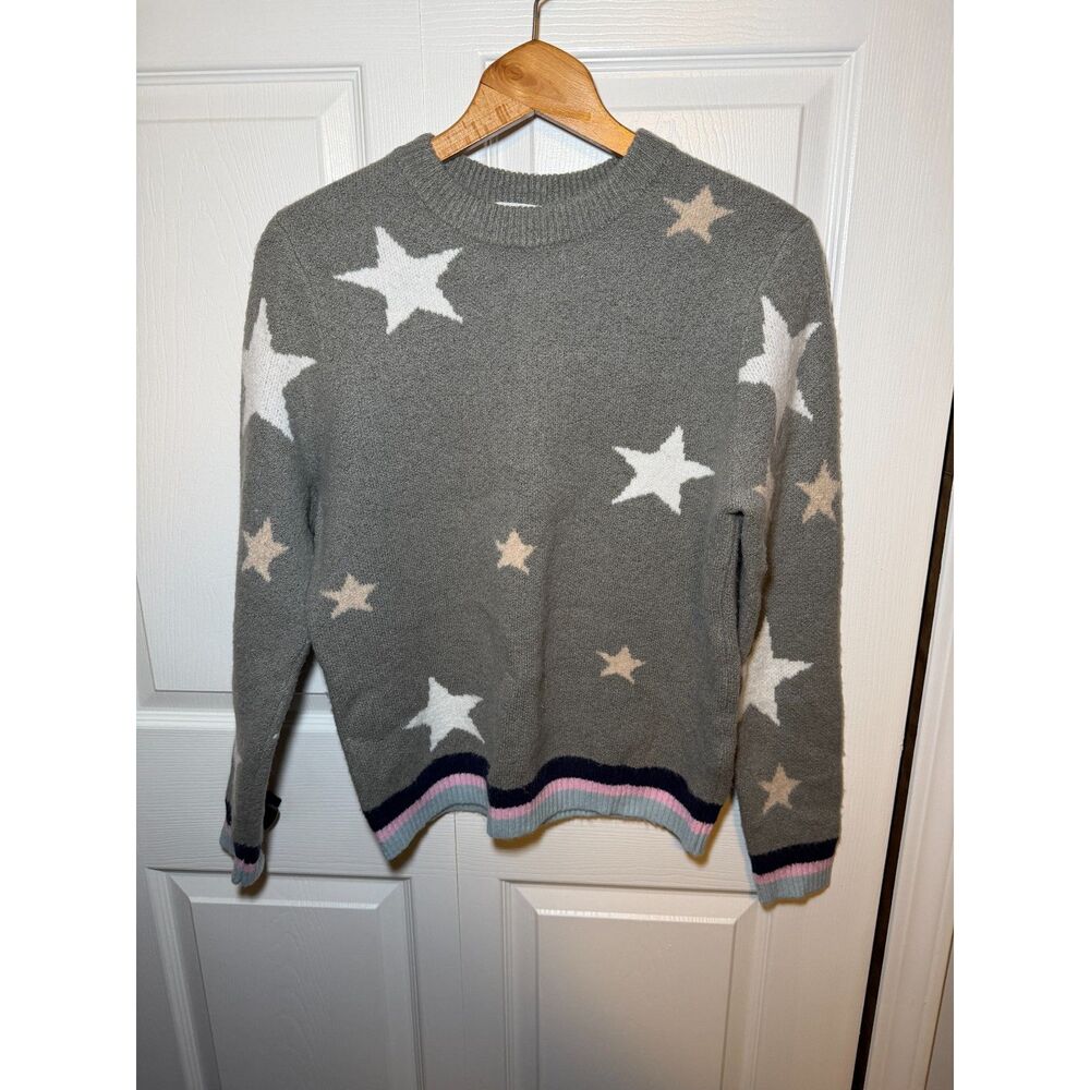 THML Gray Star Knit Sweater Women's Medium Soft Crewneck Pullover